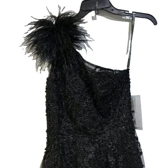 Mac Duggal Black Embellished One Shoulder A Line Gown‎ BLACK SZ 10 20389 $798 - Picture 4 of 7